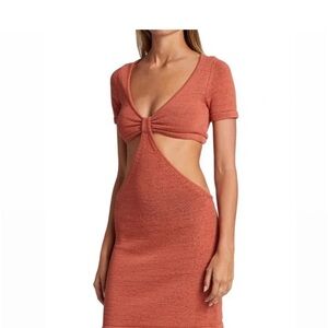 Cult Gaia Orange Billie Knit Side Cutout Short Casual Dress New Never Used